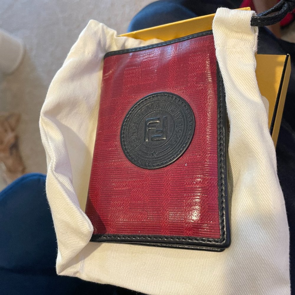 Men's Red Fendi Bi-fold Card Wallet Monogrammed